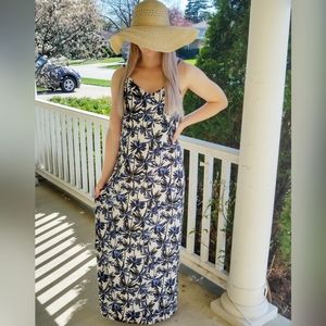 NWOT Dainty Hooligan blue palm tree maxi dress